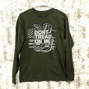 Rags of Honor Dont Tread on Me Long Sleeve Crewneck Shirt Green Mens Medium